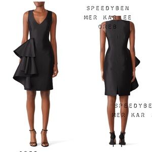 Badgley Mischka Black Side Ruffle Sheath Dress US 6